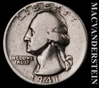 1941 Silver Washington Quarter - Scarce  Better Date  No Reserve  #L5262