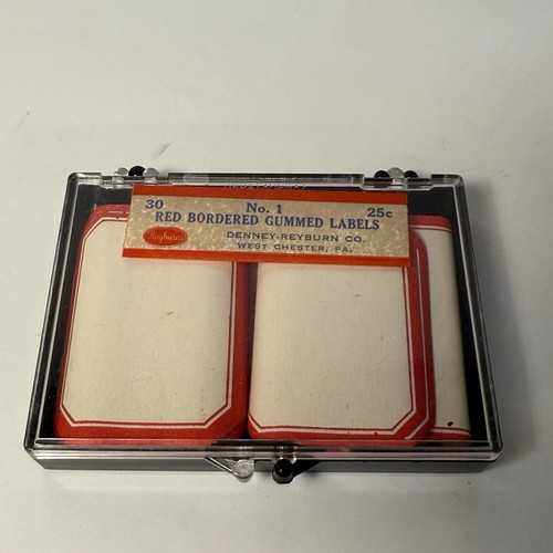 Vintage Red Bordered Gummed Labels Denney Reyburn Apothecary Octagon 65 Labels