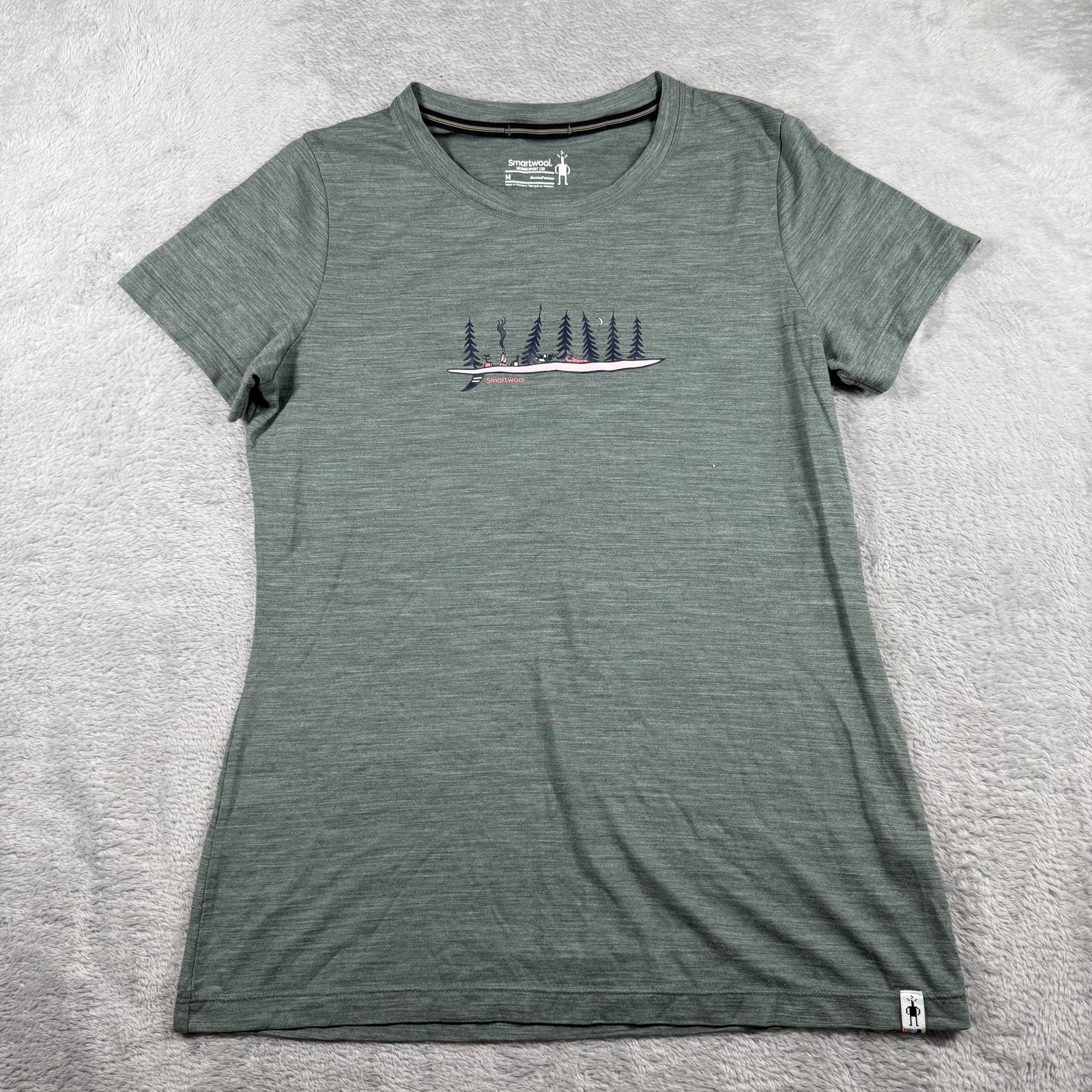 Camisa SmartWool Mujer M Verde Merino Sport 150 Camping Capa Base Camiseta Senderismo