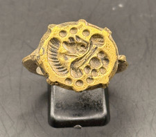 Large ancient Roman Ring  bronze ring with decorated engraved bezel Antique Ring