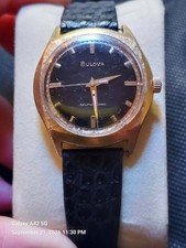 Bulova Selfwinding Women’s Automatic Watch Black Dial Gold Case Leather