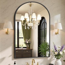 Sweetcrispy 26x38 Arch Black Bathroom Wall Mirror Metal Frame Vanity Mirror Bedr