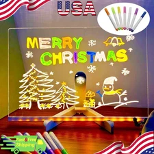 LED Note Board with Colors Acrylic Dry Erase Board with Light DIY Drawing Board