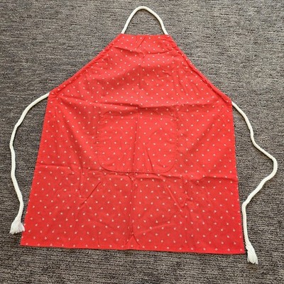 Vintage Sodahl Cottagecore Dotted Floral Red White Kitchen Apron Rope String