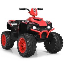 Costway 12V Kids 4-Wheeler ATV Quad Ride On Car w/ LED Light  Music Red