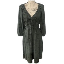 Universal Thread Dress Size M Green Floral Print Linen/Rayon Classic, Feminine