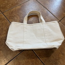 Vintage L.L. Bean Rare White Canvas Boat And Tote Bag Zip Up Made In USA