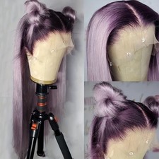 Ombre Purple Long Straight Hair Glueless Lace Front Wigs Free Part Women Party
