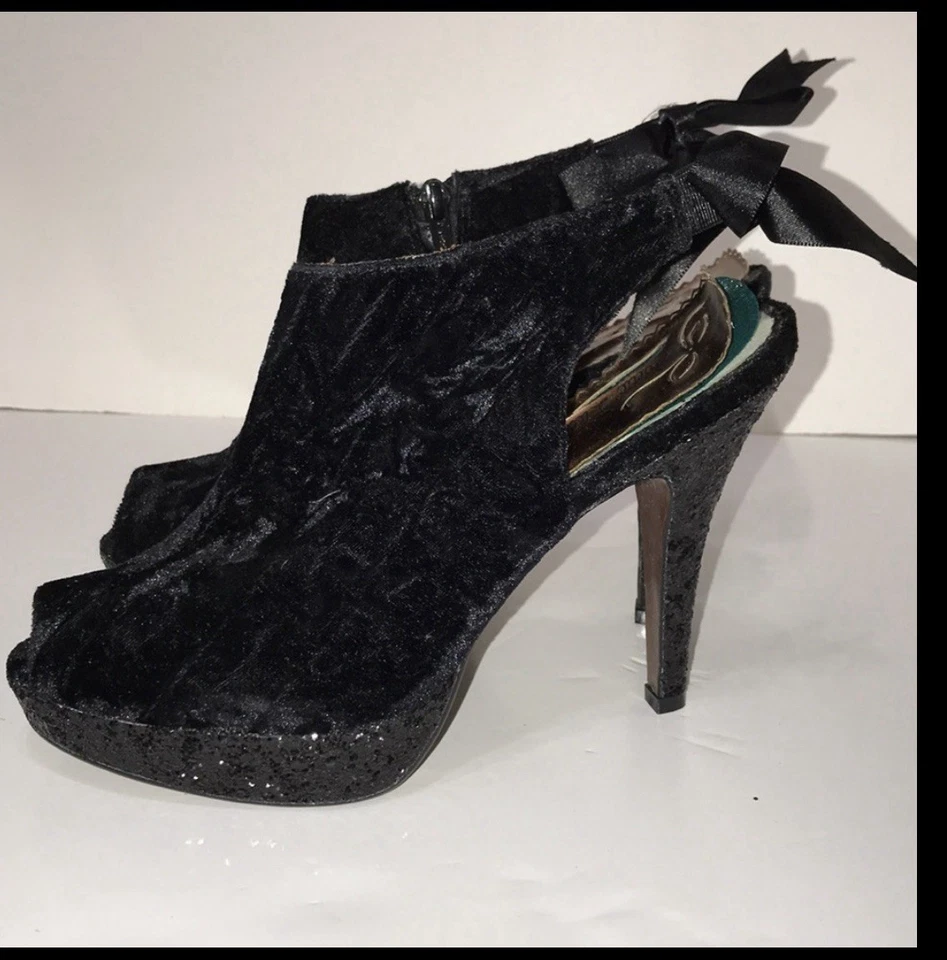 Poetic лицензии каблуки туфли - черный блестящий заглянуть носок платформе насосы 10 M новый - Изображение 2 из 4