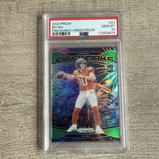 2024 Prizm Fireworks Green #23 - Bo Nix - Rookie RC - Denver Broncos - PSA 10 💎