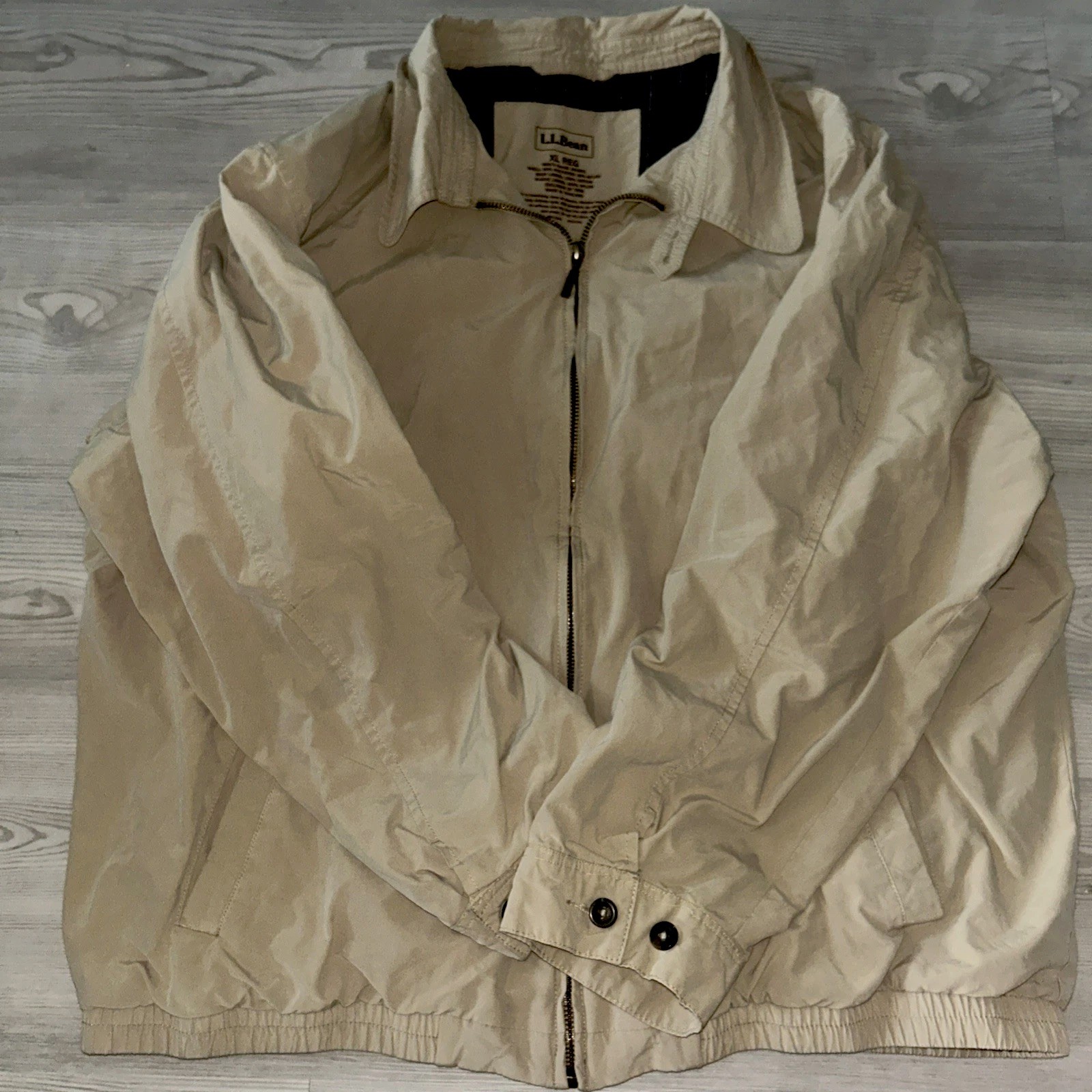 LL Bean Tan Cotton Zip Front Jacket Size XL ItemID 262251