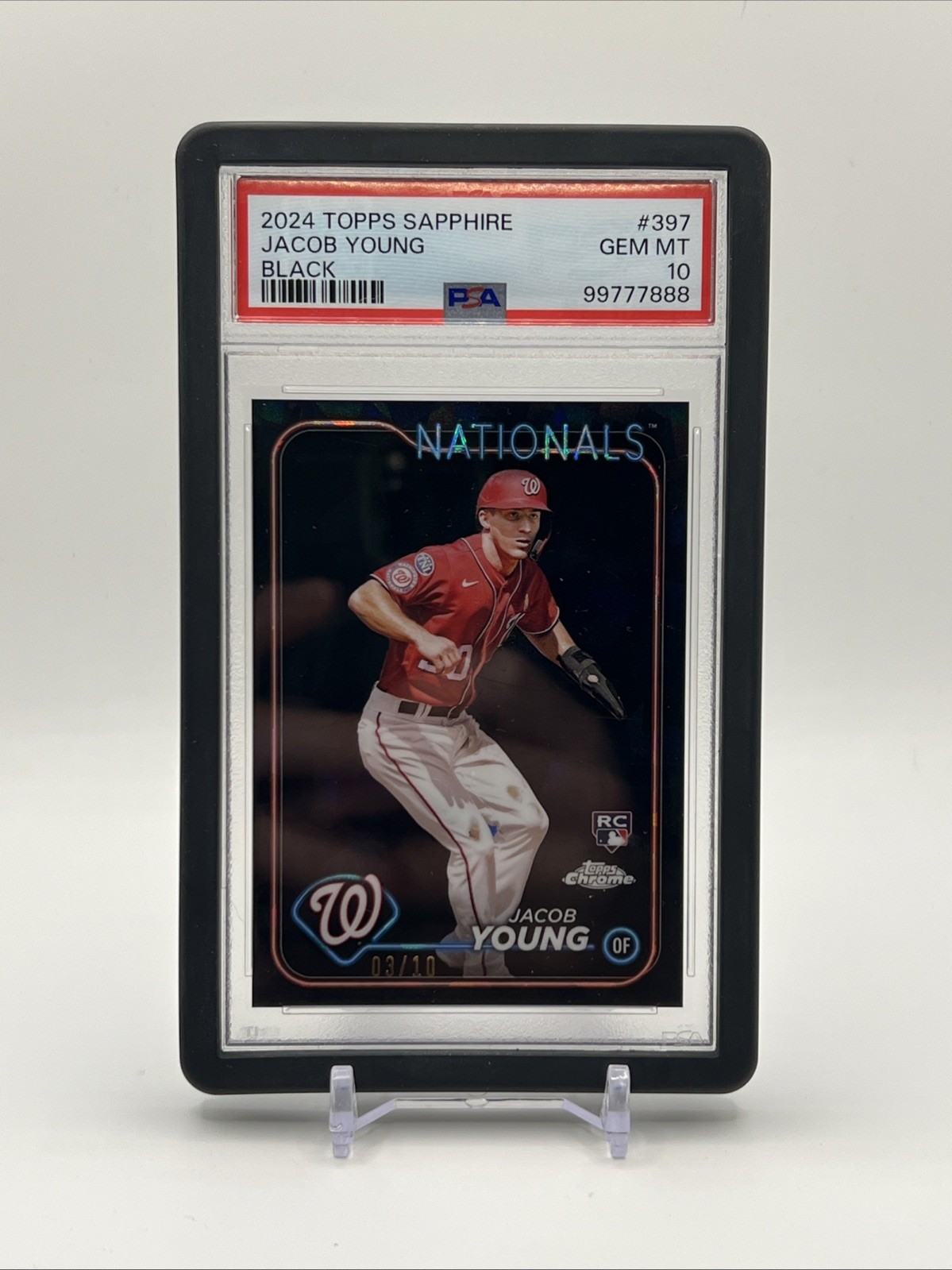 Jacob Young 2024 Topps Chrome Sapphire Black Refractor /10 PSA 10