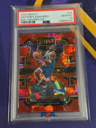 2023 Panini Select Anthony Edwards #37 Red Cracked Ice Prizm Concourse PSA 10