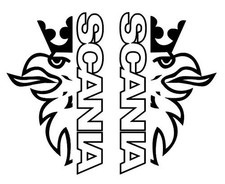 SCANIA VINYL DECAL STICKERS x2 LOGO + TEXT OUTLINE TOPLINE R SERIES SUPER V8 HGV