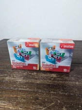 (2) Imation Neon Mac Formatted 2HD 1.4MB 3.5 Diskettes New Old Stock Box of 10