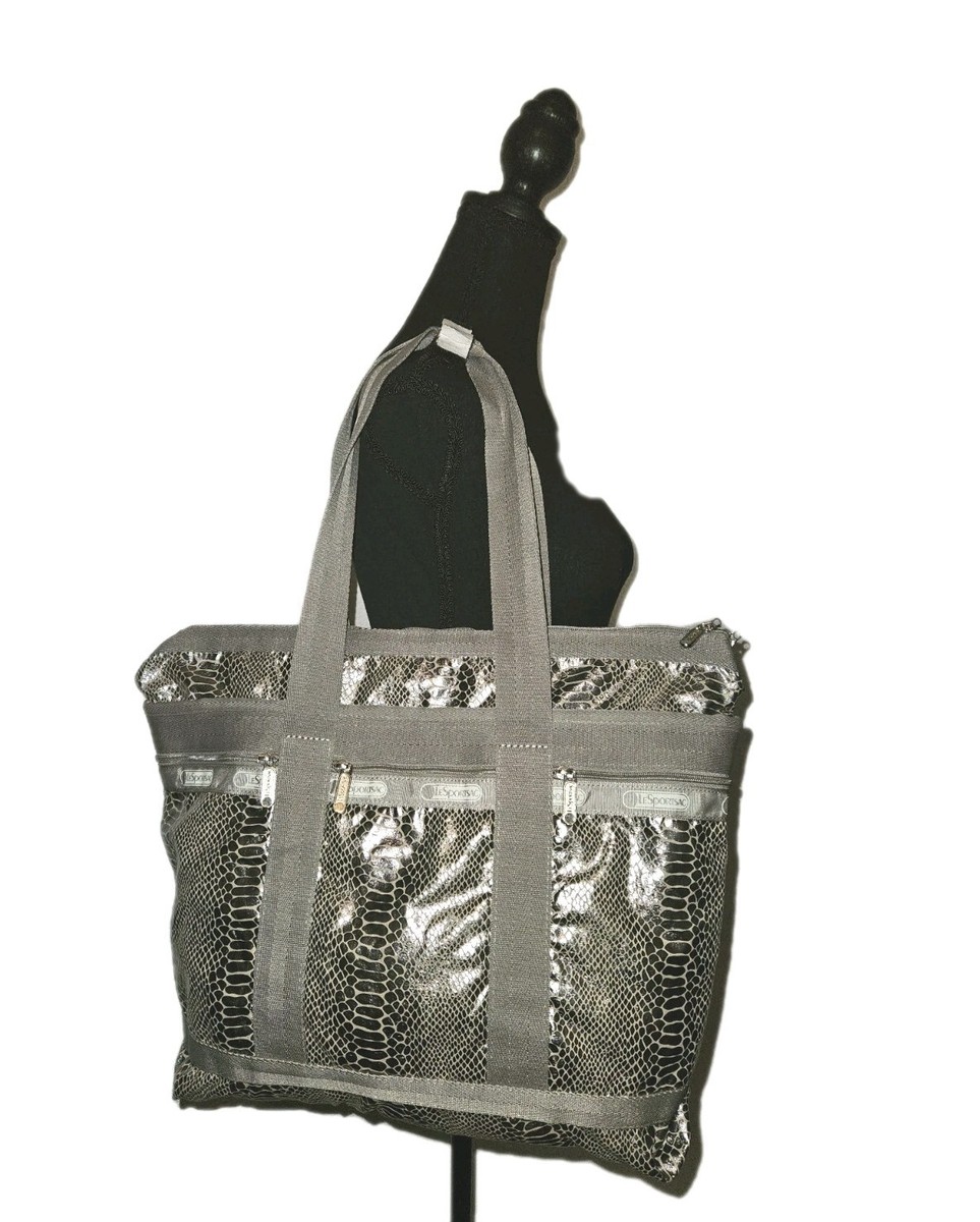LeSportsac Classic Travel Tote in a Metallic Snake Skin Print