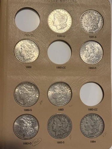 Morgan Dollar Lot (9 Coins) 1881-1884-S, P, O - Fine, Extra Fine, Very fine, Unc