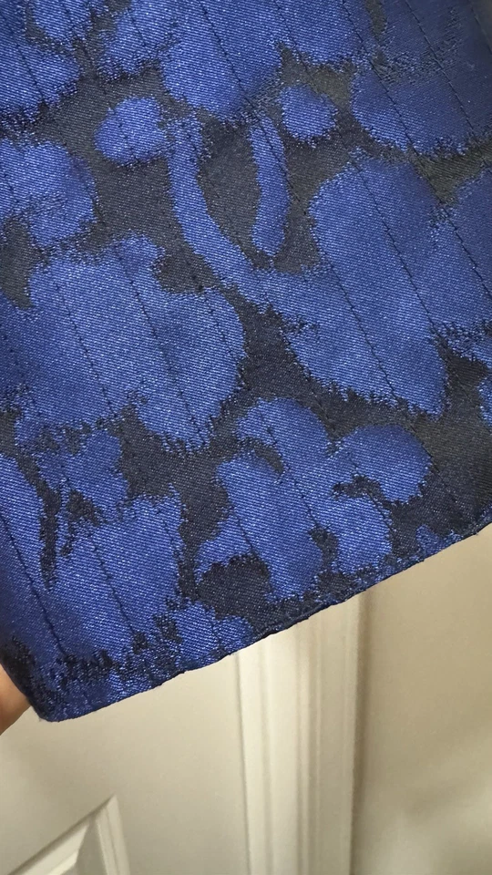 Chico's Open Front Blue Brocade Metallic L/Sleeve Jacket Blazer Sz 3 XL - Image 4 of 4