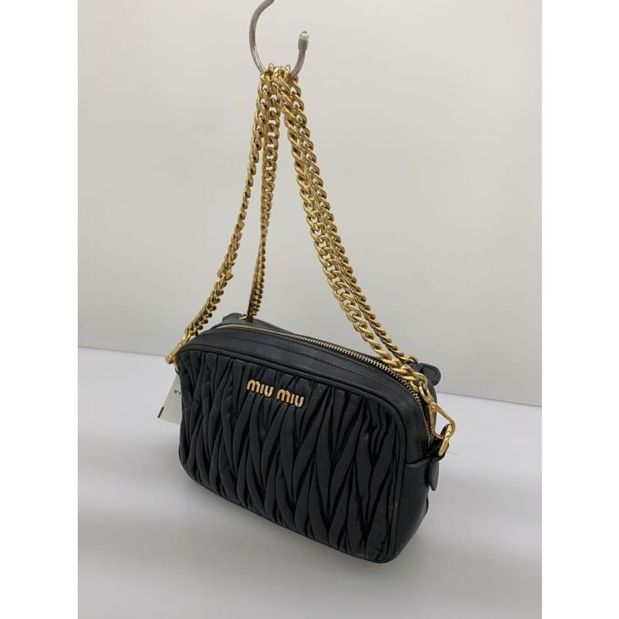Auth Miu Miu Matelasse Shoulder Bag Black Gold Chain Hardware