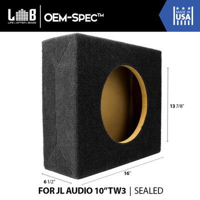 Sealed ¾  MDF Box Enclosure for a Single JL Audio 10TW3 Shallow-Mount Subwoofer