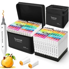Alcohol Markers Set 120 Colors with Case  Holders, Dual Tips Art Coloring Ma...