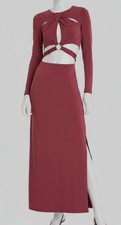 GUESS Womens' Red Alyce Waist-Cutout Long-Sleeve Jersey Maxi Dress Size 14