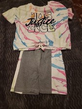 Girls Justice 2 Piece Outfit Shorts And Top Size Small 7/8