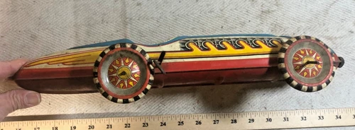 Marx Tin Litho Vintage Wind Up Indianapolis Race Car - windup motor works