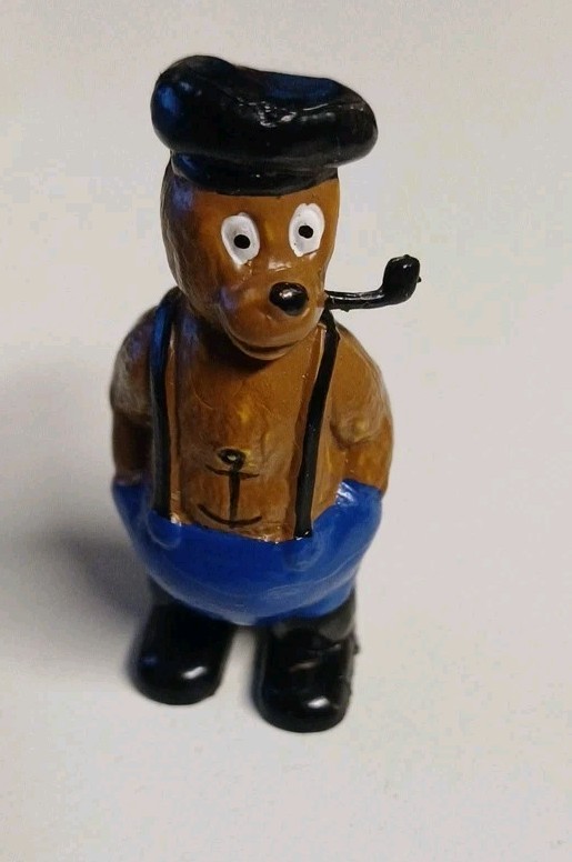 Orso marino - Figurina serie Petzi - Heimo - anni '70 - ottime condizioni con pipa