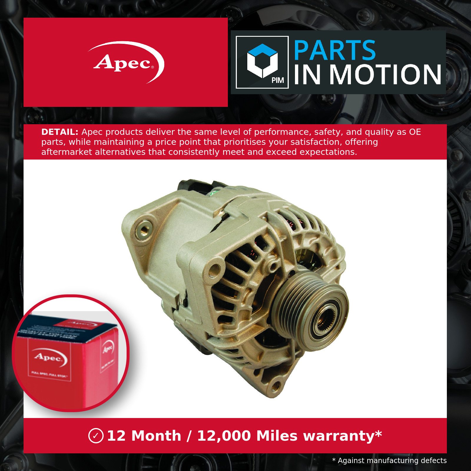 Alternator AAL1728 Apec 1202327 1202199 13284409 95515957 Top Quality Guaranteed