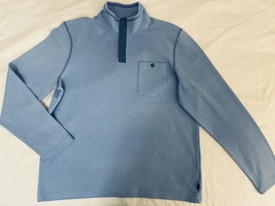 L.L. Bean Bold Coast Pullover Sweatshirt Mens Large Blue Snap Slightly Fitted