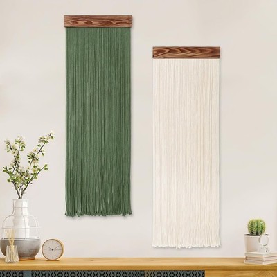 re Wall Hanging Boho Chic Home Decor, 2PCS Bohemian Green