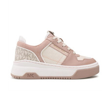 Michael Kors Emmett Lace Up Logo Sneakers Pink White Beige Low Top Women