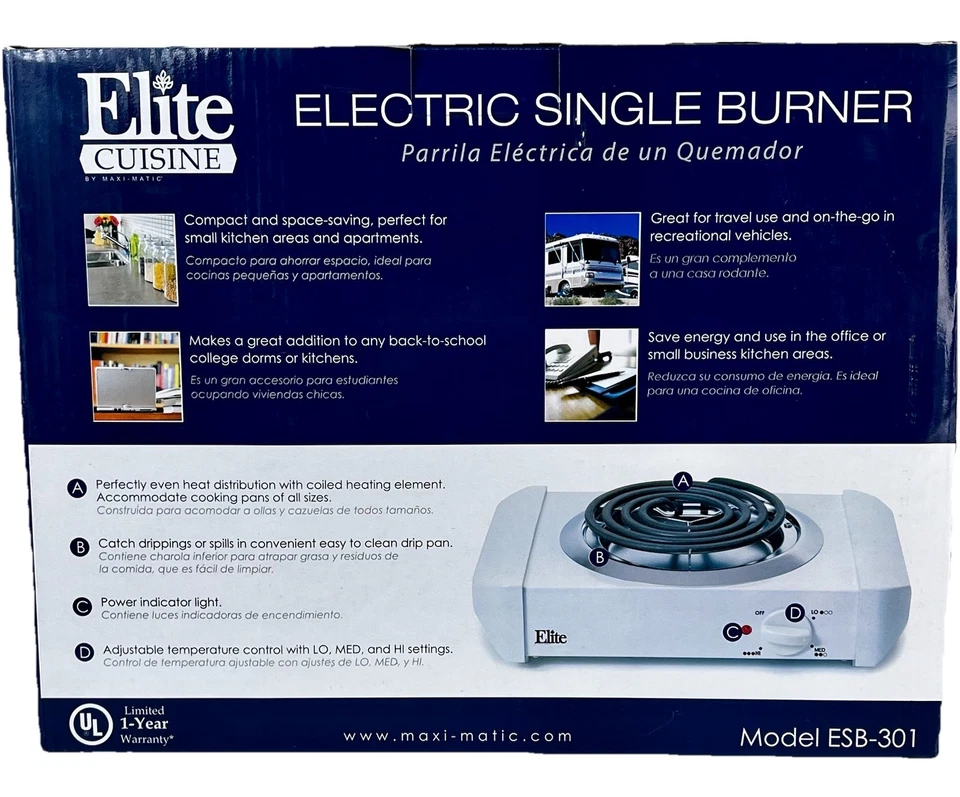 Estufa eléctrica portátil de un solo quemador placa caliente enrollada 1000 W encimera blanca Foto 2 de 4