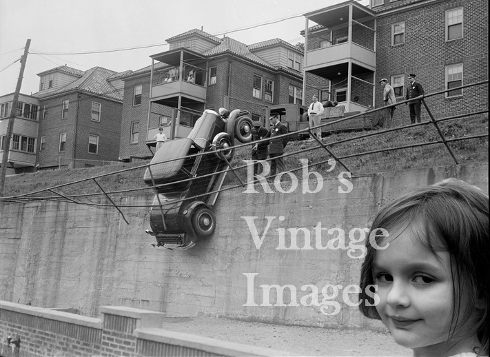 Vintage  Car car Little girl Police 1930s antique photo print
