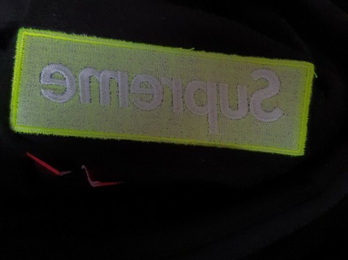 Felpa Con Cappuccio FW17 Supreme Box Logo Nera Taglia M Verde Neon - Foto 10 di 12