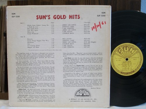 SUN'S GOLD HITS - VARIOUS ARTIST (LP1250) VG condition MEGA RARE SUN RECORD - Picture 2 of 2
