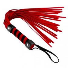 Short Vegan Leather Suede Flogger Red Room Black Whip Sub Dom Master Slave Rolep