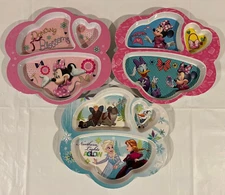 ZAK Designs Child Divided Plate Lot 8.5"x9" Disney Minnie Mouse Frozen Elsa Anna