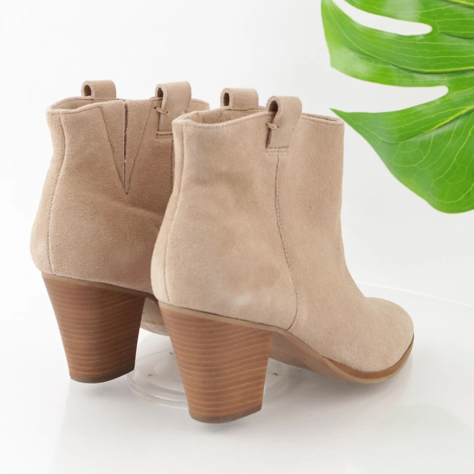 Botas Eaton J Crew para mujer talla 9 color tostado nude gamuza botín occidental tacón ancho cómodas Foto 3 de 4