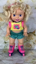 California Roller Baby Rollerblade Doll Skates Helmet Earrings 1996 Tyco Vtg
