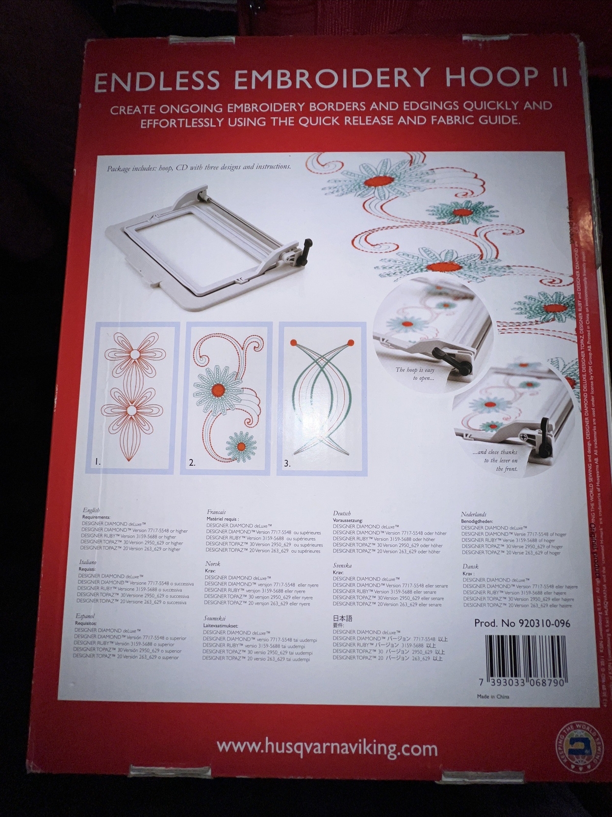 HUSQVARNA VIKING 920310096 Endless Embroidery Hoop II 7"x4" eBay