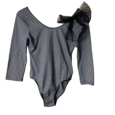 Red Valentino Point D' Esprit Appliqúed Blk/Wht Striped Bow Bodysuit Please Read