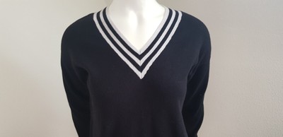 Max studio Pullover schwarz weiß Viskosemischung Gr S M V-Ausschnitt TOP
