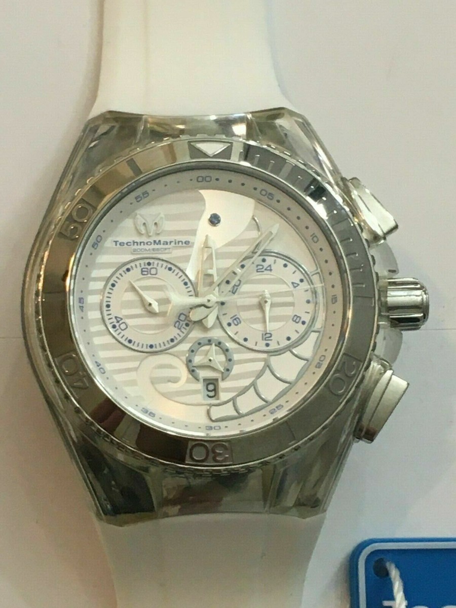 $600 TechnoMarine Dream Cruise Silicone Strap Chrono Watch TM