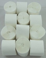 Clikkabox - 12 White Crepe paper EACH Streamer 45mm x 10m quauliy decoration