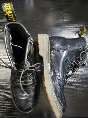 Martens Delaney Patent Leather Black Oil Slip Rain Girls Kids