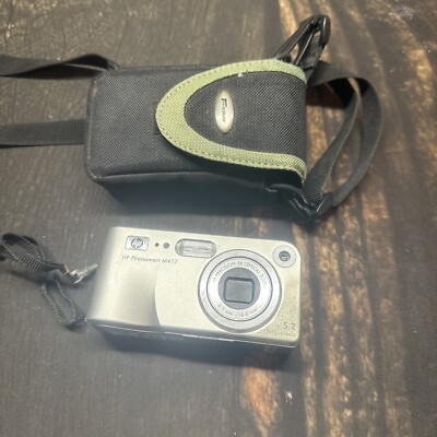 HP PhotoSmart M417 5.2MP Digital Camera w Case & SD - Silver - Tested Working