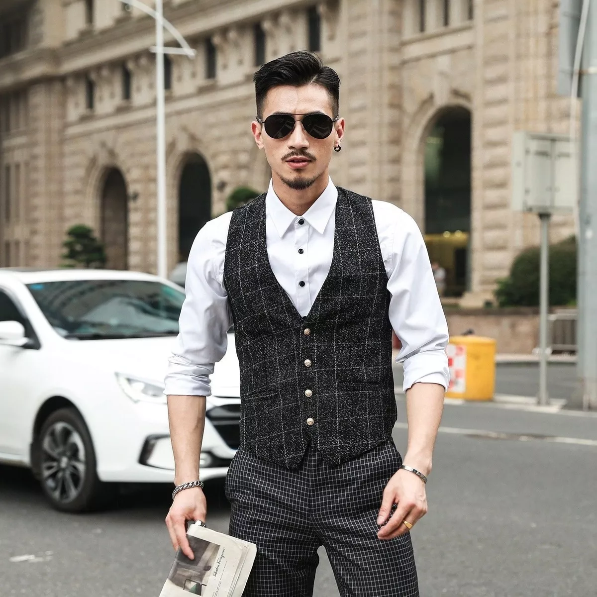 Waistcoat in checks cheap