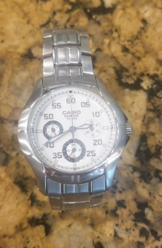 Casio Edifice Analog White Dial Men's Water Resistant Watch Ef-317d for  sale online | eBay